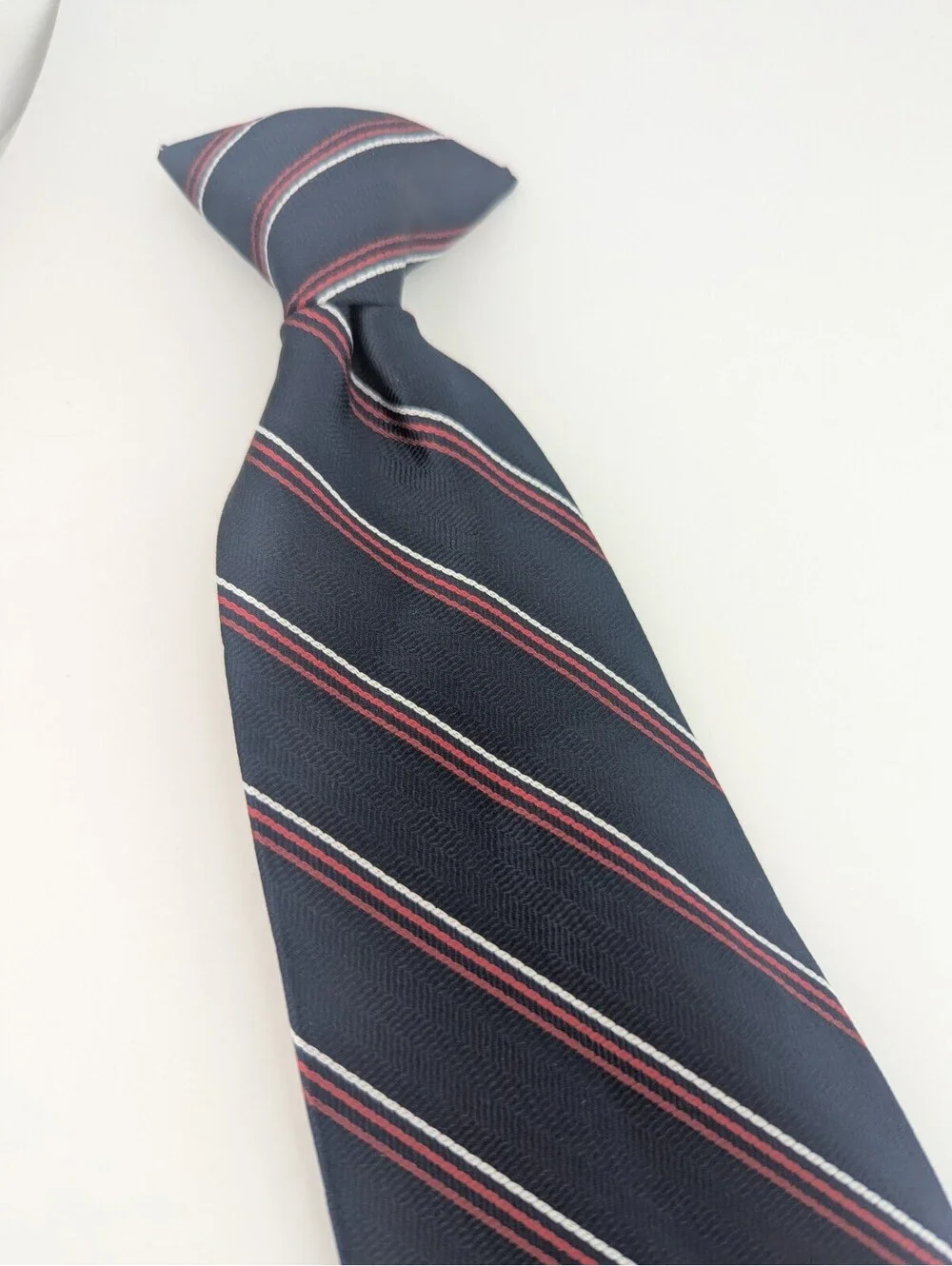 6 Pack Career Cravats Navy Red Silver Striped Clip-On Tie #36020 3.5x18